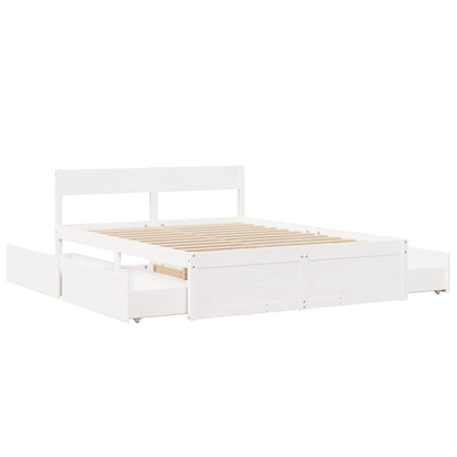 Letto senza Materasso Bianco 160x200 cm Legno Massello di Pino - homemem39
