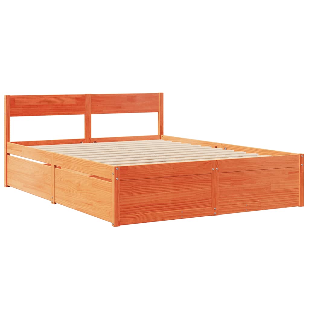 Letto senza Materasso Marrone Cera 160x200 cm in Legno di Pino - homemem39