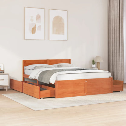 Letto senza Materasso Marrone Cera 160x200 cm in Legno di Pino - homemem39