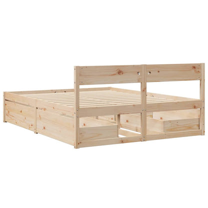Letto senza Materasso 150x200 cm in Legno Massello di Pino | homemem39