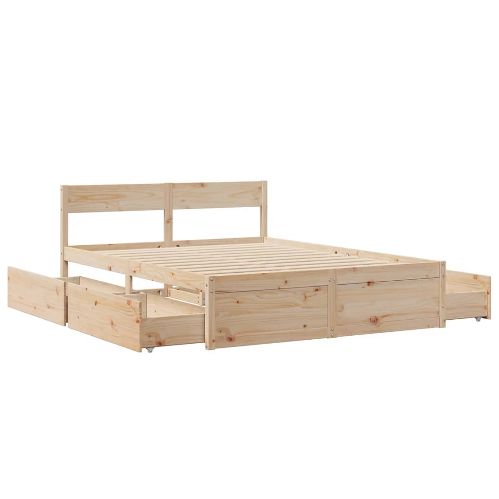 Letto senza Materasso 150x200 cm in Legno Massello di Pino | homemem39