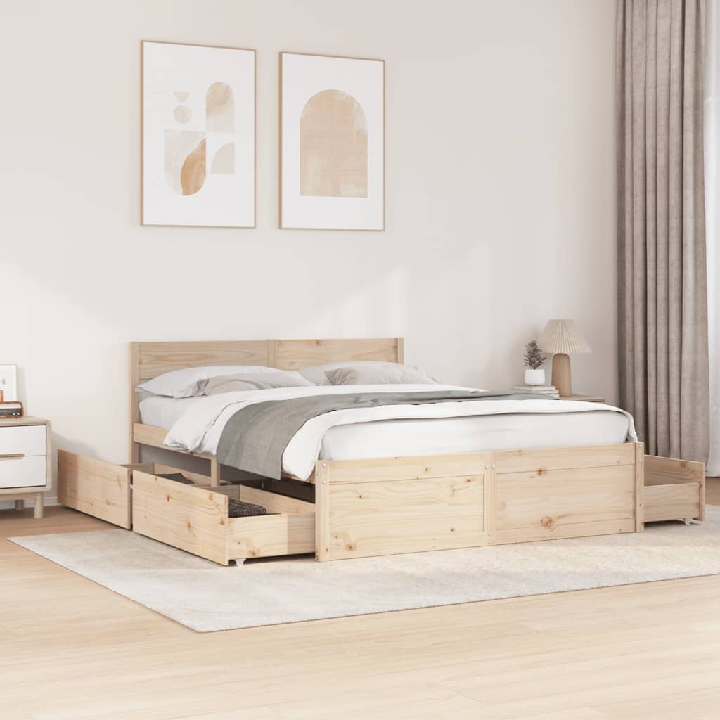 Letto senza Materasso 150x200 cm in Legno Massello di Pino | homemem39