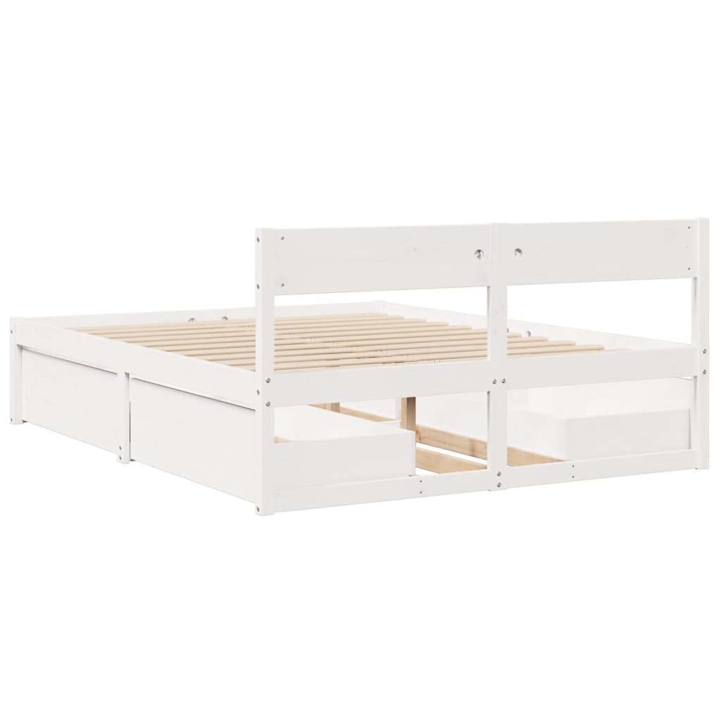 Letto senza Materasso Bianco 150x200 cm Legno Massello di Pino - homemem39