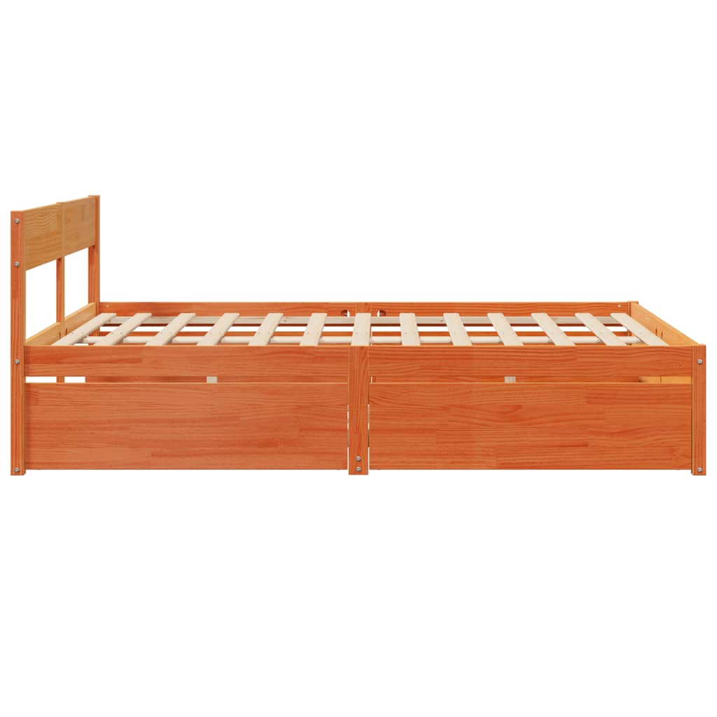 Letto senza Materasso Marrone Cera 150x200 cm in Legno di Pino
