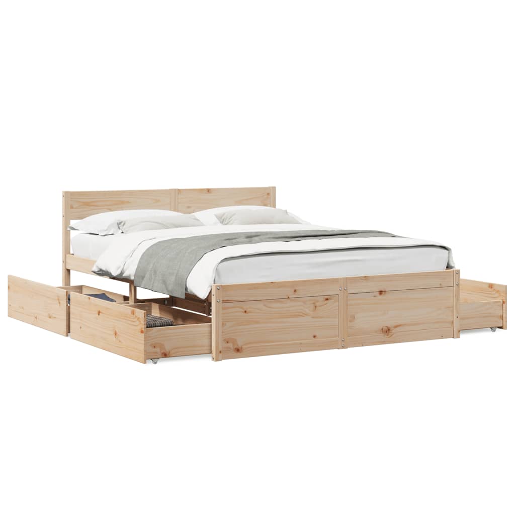 Letto senza Materasso 140x200 cm in Legno Massello di Pino | homemem39
