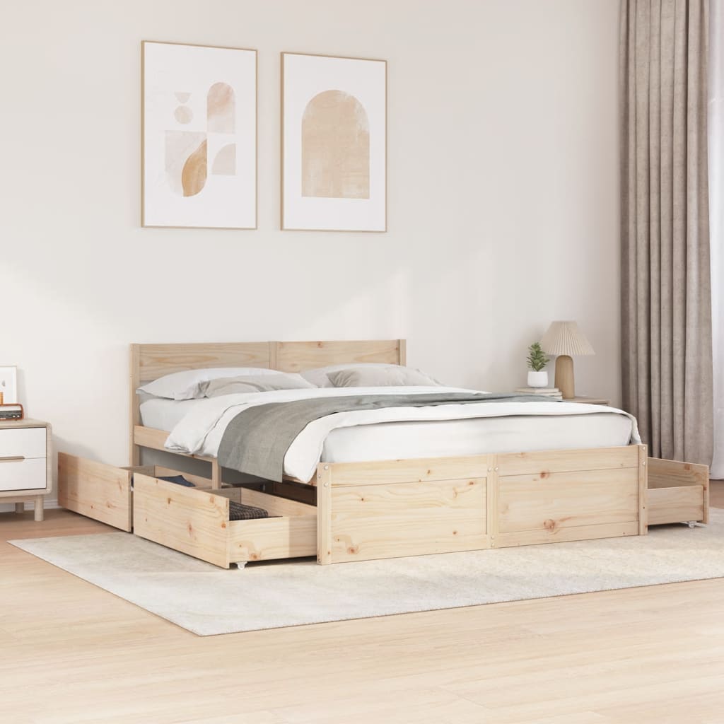 Letto senza Materasso 140x200 cm in Legno Massello di Pino | homemem39