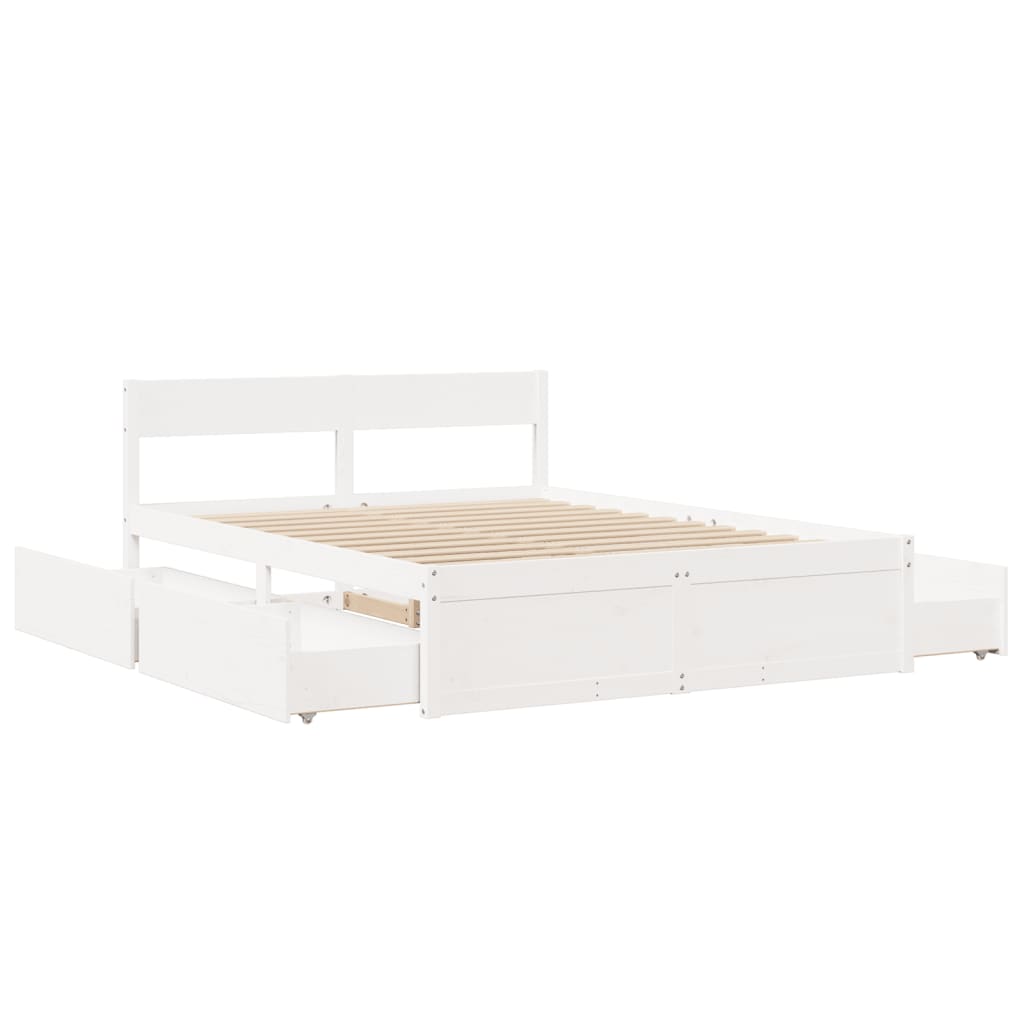 Letto senza Materasso Bianco 140x200 cm Legno Massello di Pino
