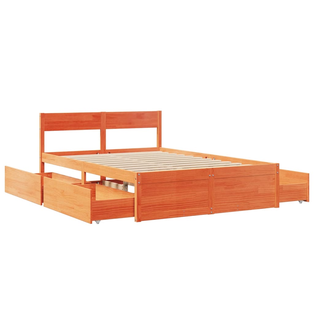Letto senza Materasso Marrone Cera 120x200 cm in Legno di Pino - homemem39