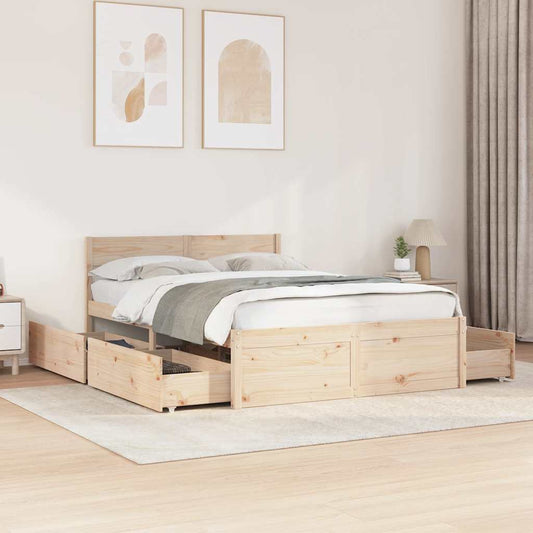 Letto senza Materasso 135x190 cm in Legno Massello di Pino | homemem39