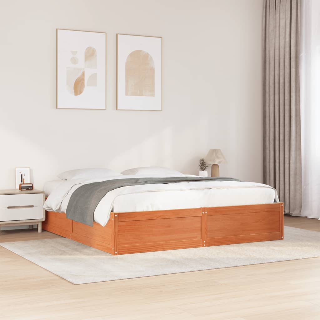 Letto senza Materasso Marrone Cera 180x200 cm in Legno di Pino - homemem39
