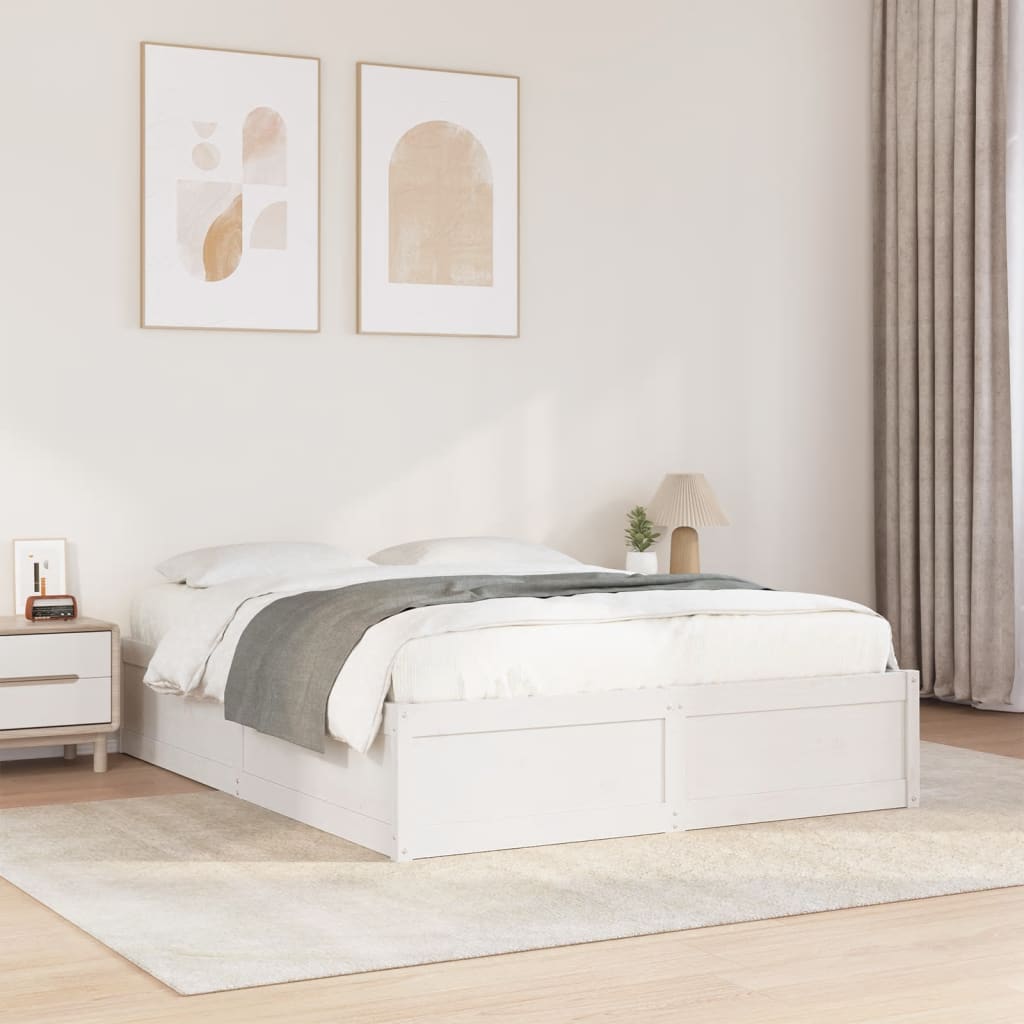 Letto senza Materasso Bianco 150x200 cm Legno Massello di Pino - homemem39