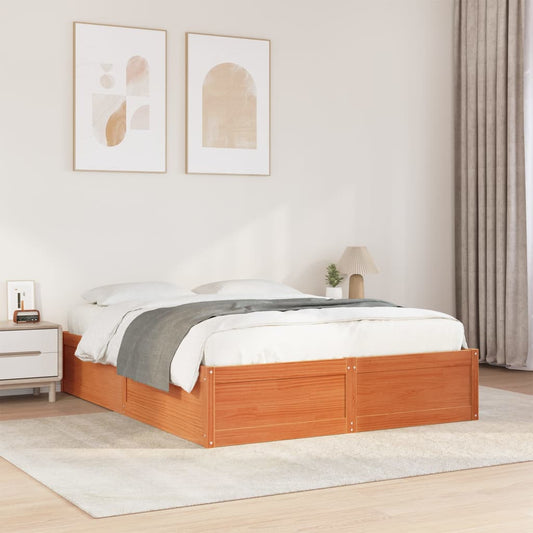 Letto senza Materasso Marrone Cera 150x200 cm in Legno di Pino | homemem39