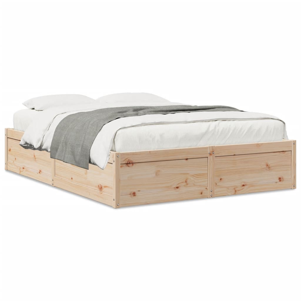 Letto senza Materasso 140x200 cm in Legno Massello di Pino - homemem39
