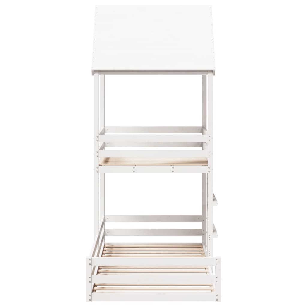 Letto a Castello con Tetto Bianco 90x200 cm in Legno di Pino - homemem39