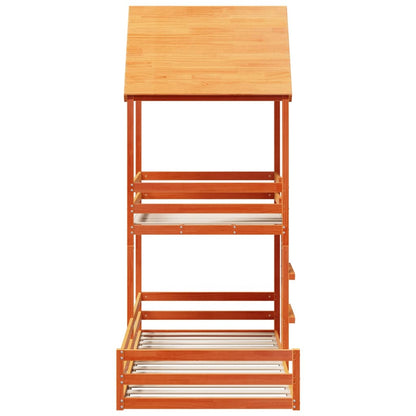 Letto a Castello con Tetto Cera 90x200 cm Legno Massello Pino - homemem39