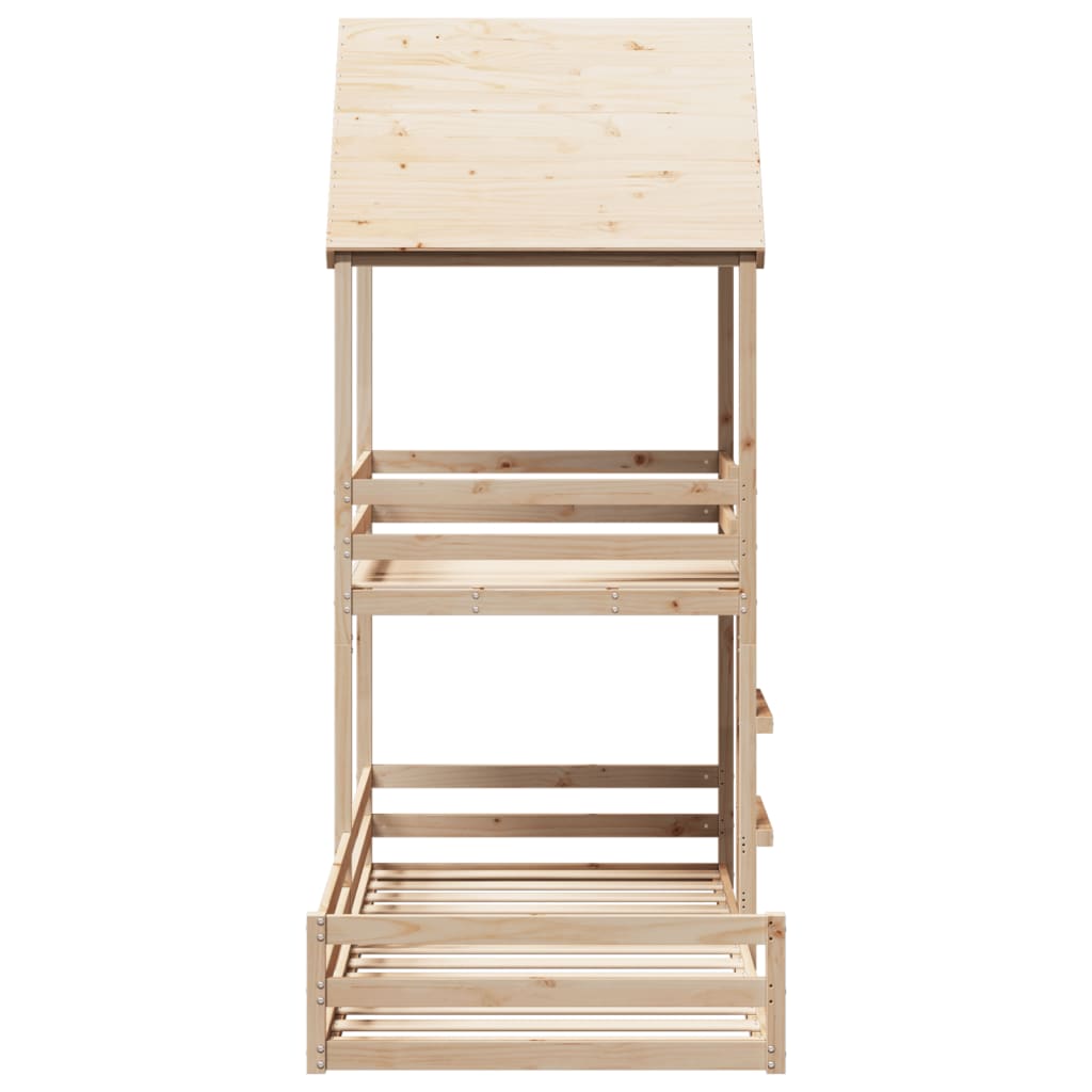 Letto a Castello con Tetto 80x200 cm in Legno Massello di Pino - homemem39