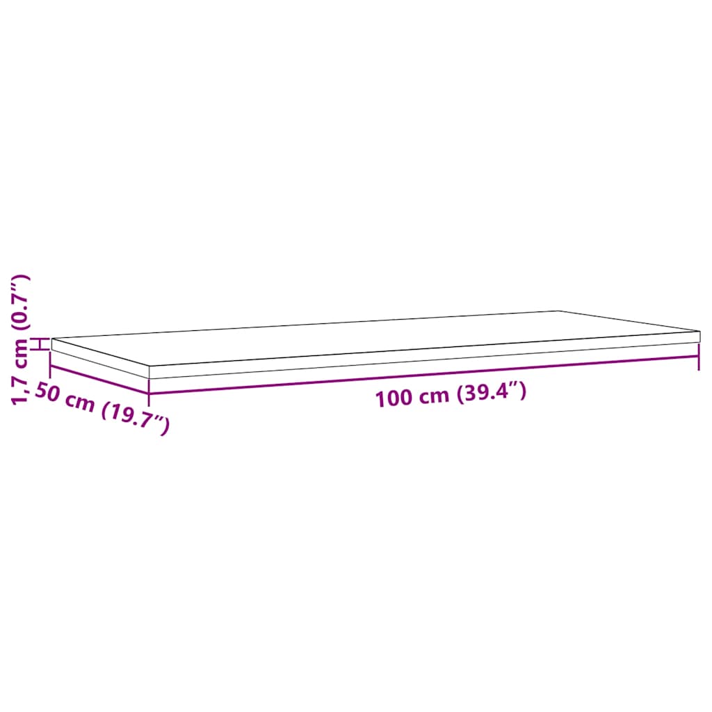 Piano per Tavolo 100x50x1,7 cm Rettangolare Legno Massello Pino | homemem39
