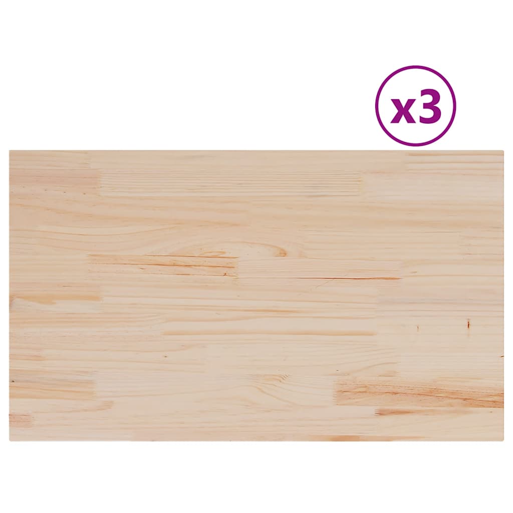 Piani Tavolo 3 pz 80x47x1,7 cm Rettangolare Legno Massello Pino | homemem39