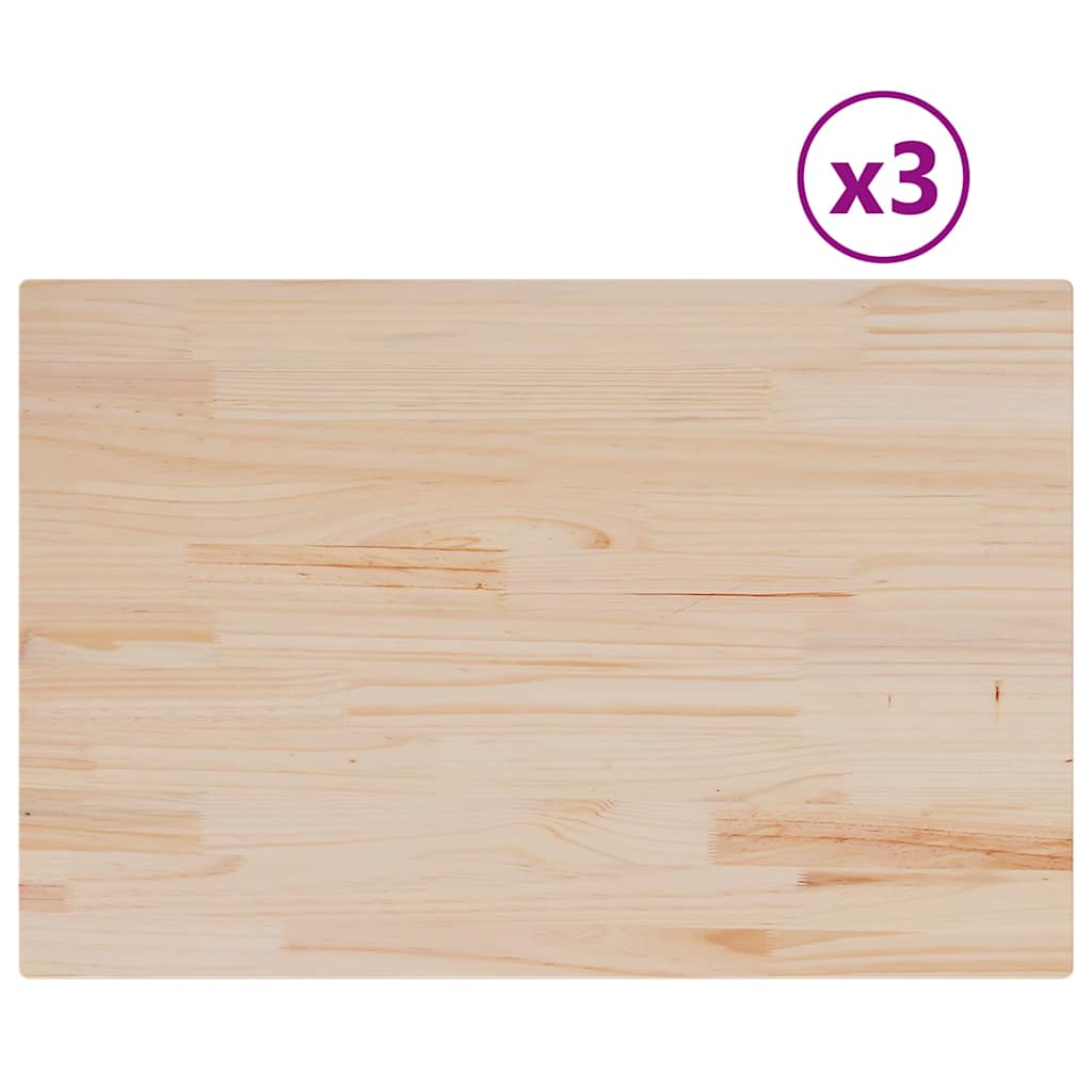 Piani Tavolo 3 pz 80x53x1,7 cm Rettangolare Legno Massello Pino | homemem39