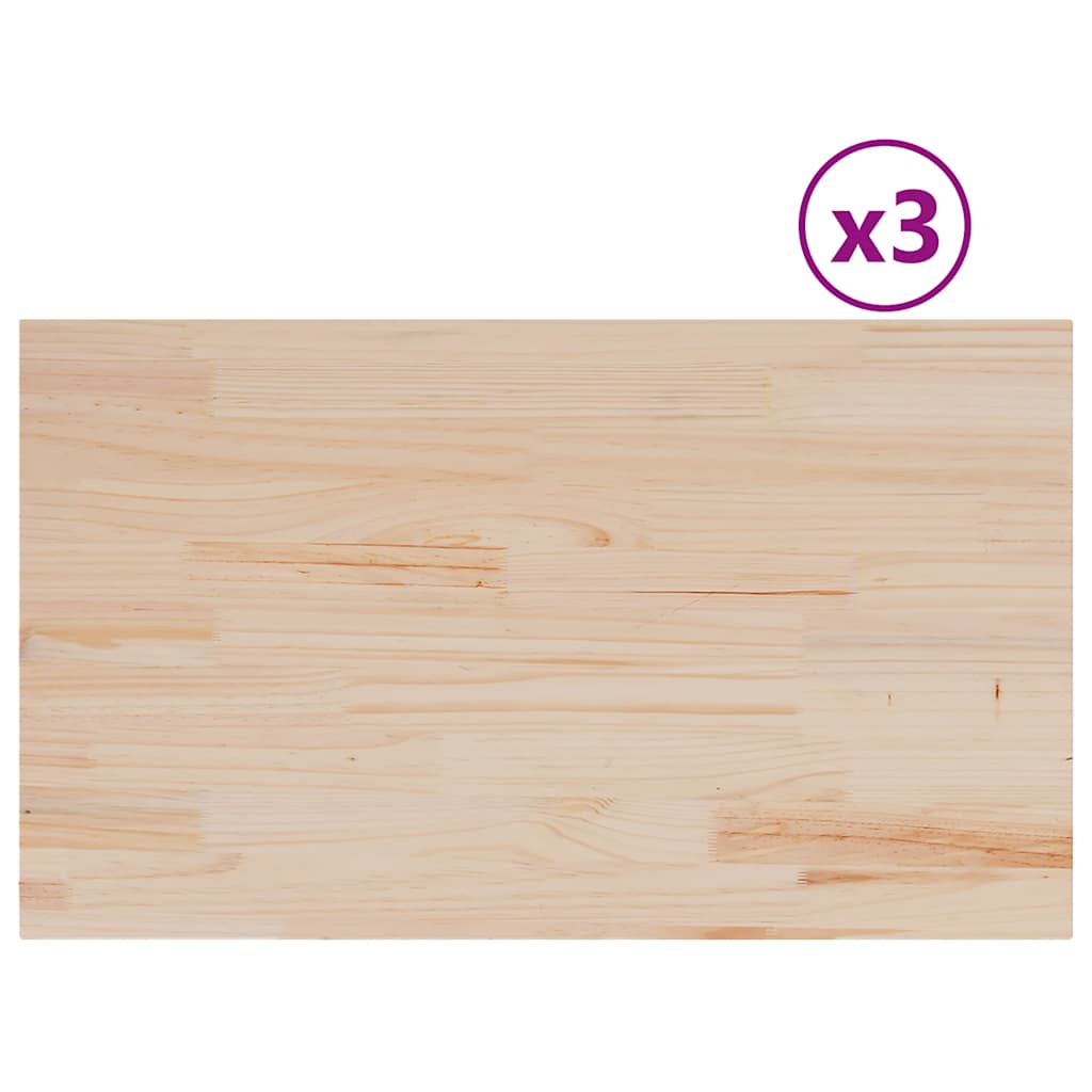 Piani Tavolo 3 pz 80x47x2,5 cm Rettangolare Legno Massello Pino | homemem39