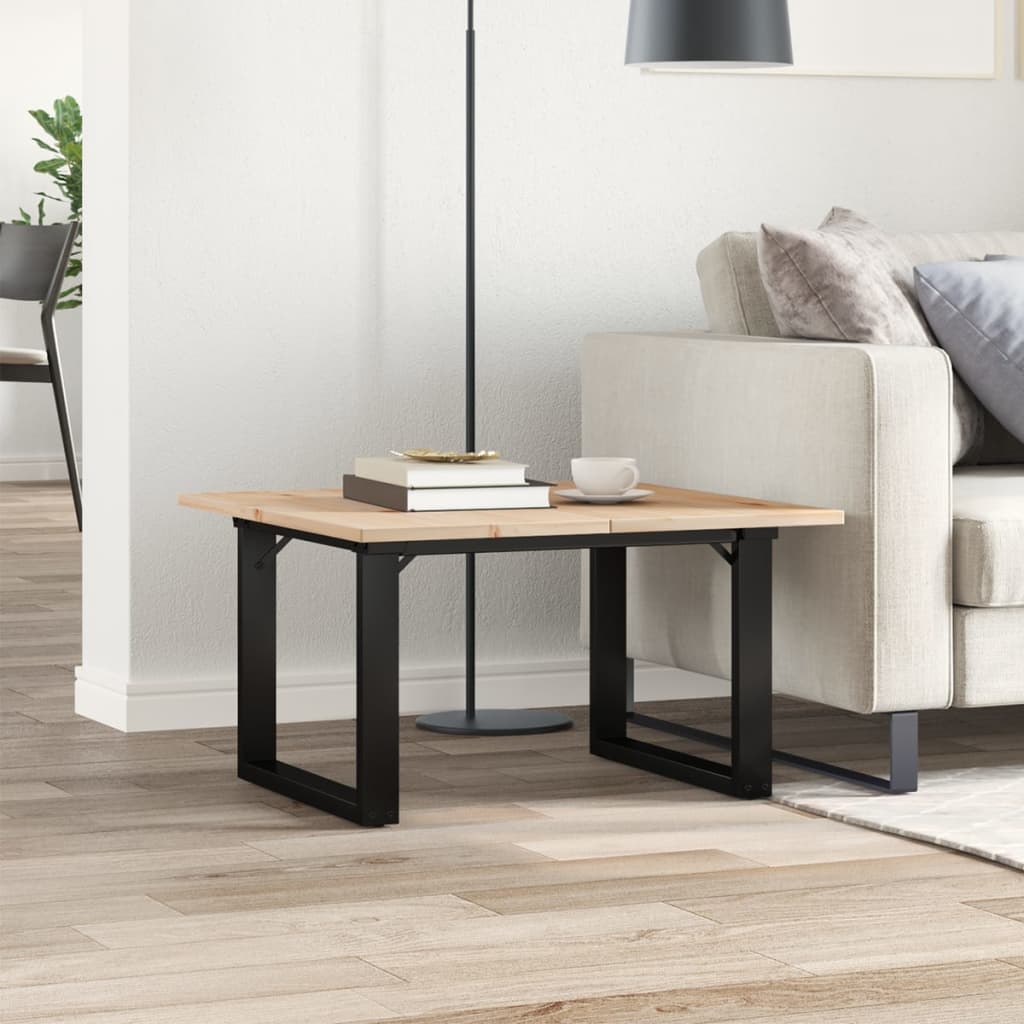 Tavolino da Salotto Telaio a O 60x60x40cm Legno Pino e Acciaio | homemem39
