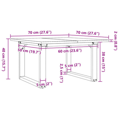 Tavolino da Salotto Telaio a O 70x70x40cm Legno Pino e Acciaio | homemem39