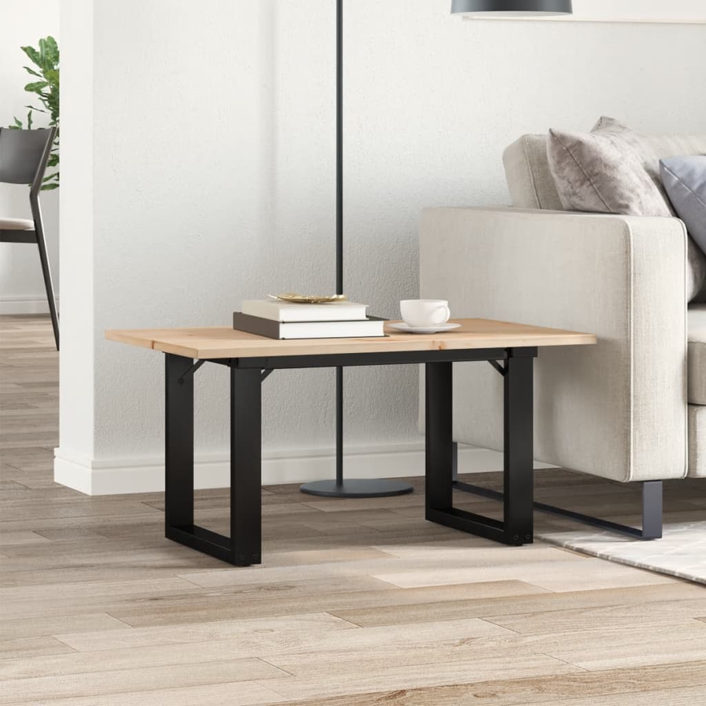 Tavolino da Salotto Telaio a O 80x50x40cm Legno Pino e Acciaio | homemem39