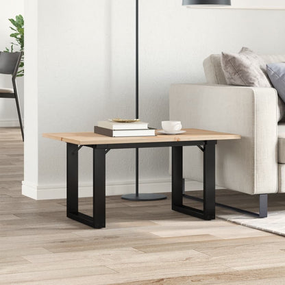 Tavolino da Salotto Telaio a O 80x50x40cm Legno Pino e Acciaio | homemem39