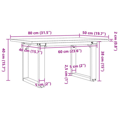 Tavolino da Salotto Telaio a O 80x50x40cm Legno Pino e Acciaio | homemem39