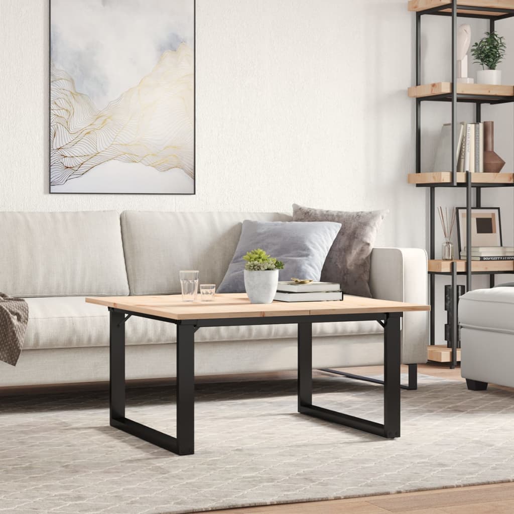 Tavolino da Salotto Telaio a O 80x80x45cm Legno Pino e Acciaio | homemem39