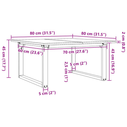 Tavolino da Salotto Telaio a O 80x80x45cm Legno Pino e Acciaio | homemem39