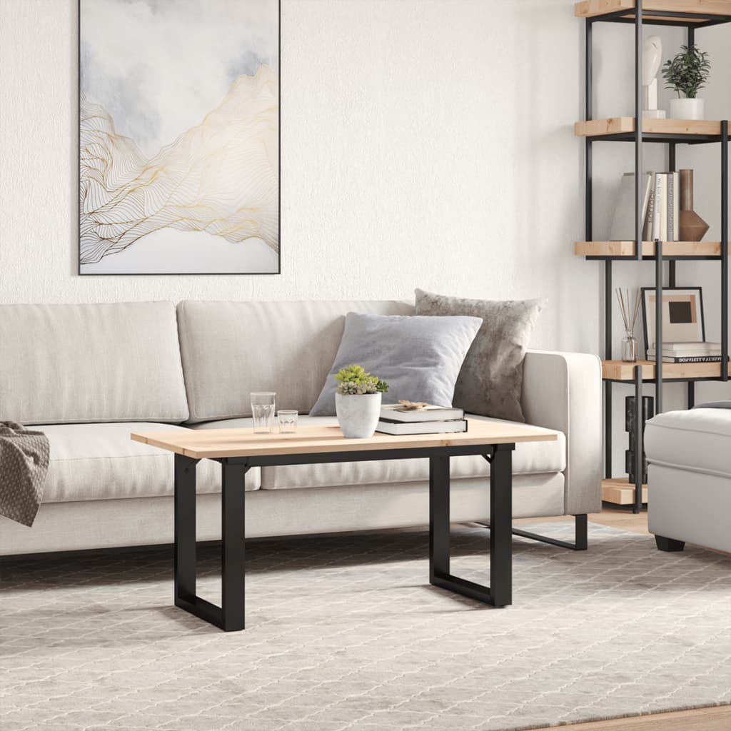 Tavolino da Salotto Telaio a O 90x40x45cm Legno Pino e Acciaio | homemem39