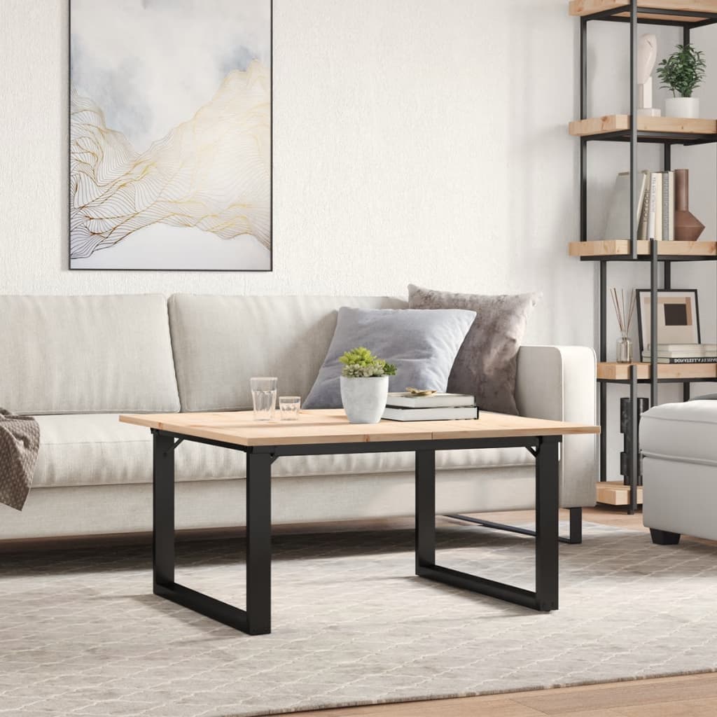 Tavolino da Salotto Telaio a O 90x90x45cm Legno Pino e Acciaio