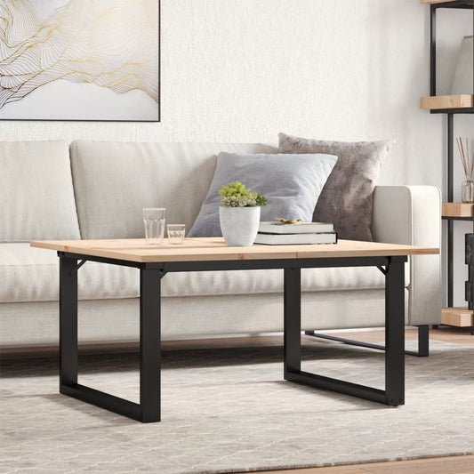 Tavolino da Salotto Telaio a O 90x90x45cm Legno Pino e Acciaio