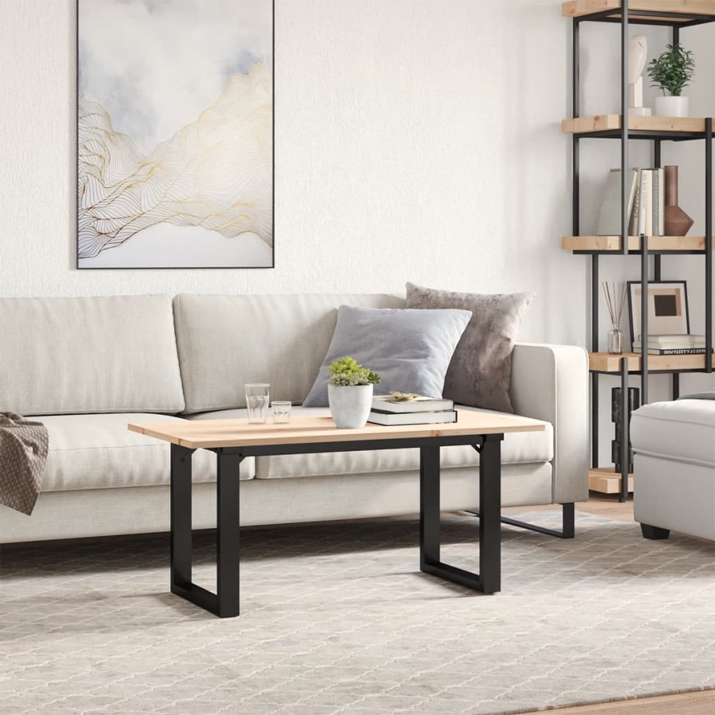 Tavolino Salotto Telaio a O 100x50x45cm Legno Pino e Acciaio | homemem39