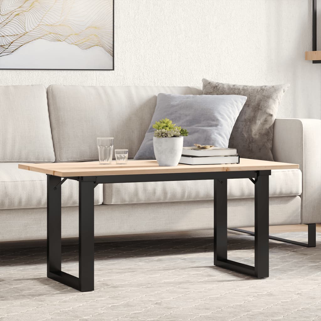 Tavolino Salotto Telaio a O 100x50x45cm Legno Pino e Acciaio | homemem39