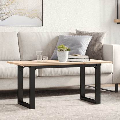 Tavolino Salotto Telaio a O 100x50x45cm Legno Pino e Acciaio | homemem39