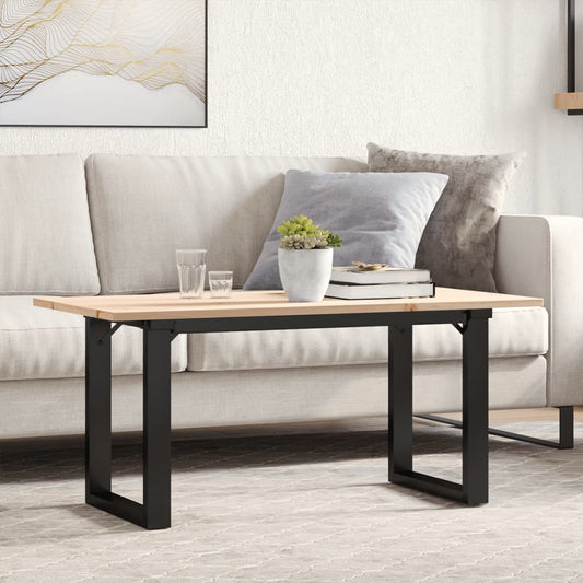 Tavolino Salotto Telaio a O 100x50x45cm Legno Pino e Acciaio | homemem39