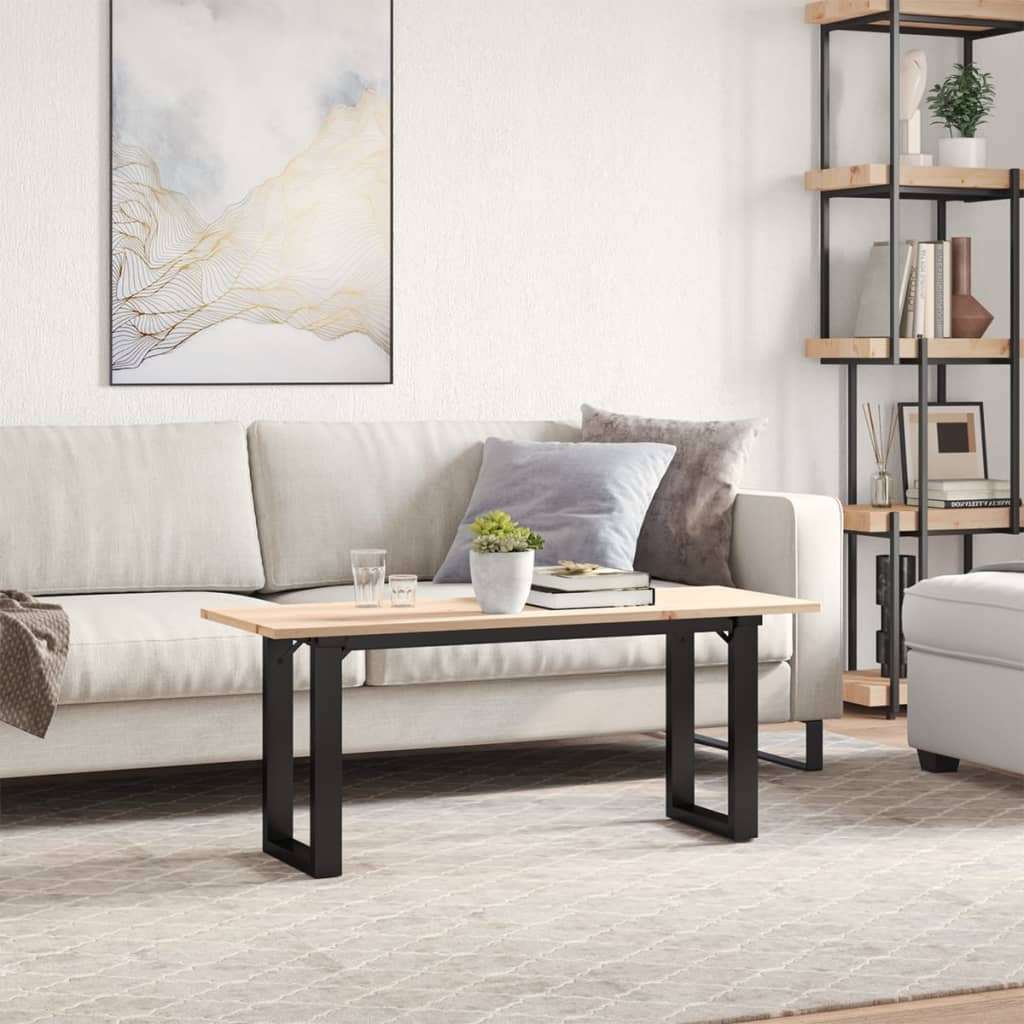 Tavolino Salotto Telaio a O 110x40x45cm Legno Pino e Acciaio | homemem39