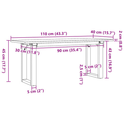 Tavolino Salotto Telaio a O 110x40x45cm Legno Pino e Acciaio | homemem39
