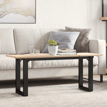 Tavolino Salotto Telaio a O 110x40x45cm Legno Pino e Acciaio | homemem39