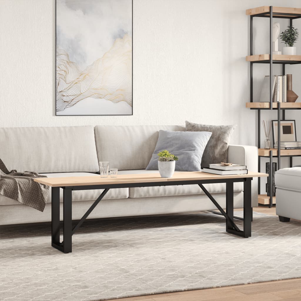 Tavolino Salotto Telaio a O 160x40x45cm Legno Pino e Acciaio | homemem39