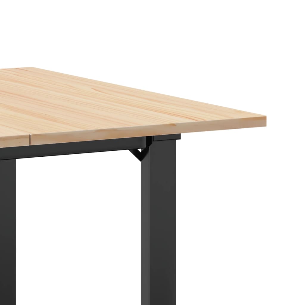 Tavolo da Pranzo Telaio a O 80x80x75 cm Legno Pino e Acciaio | homemem39