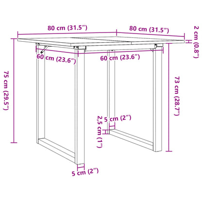 Tavolo da Pranzo Telaio a O 80x80x75 cm Legno Pino e Acciaio | homemem39