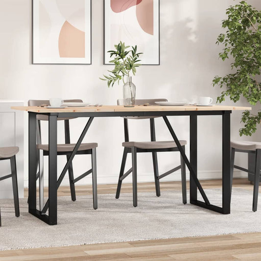 Tavolo da Pranzo Telaio a O 140x80x75 cm Legno Pino e Acciaio | homemem39