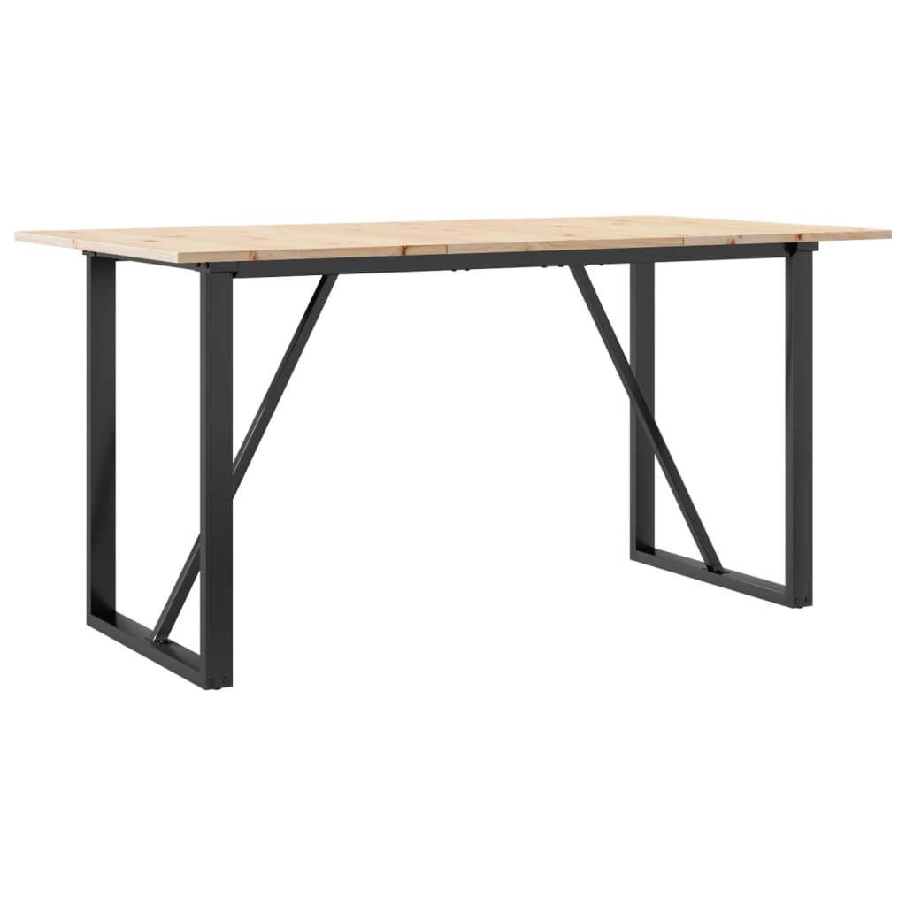 Tavolo da Pranzo Telaio a O 160x80x75 cm Legno Pino e Acciaio | homemem39