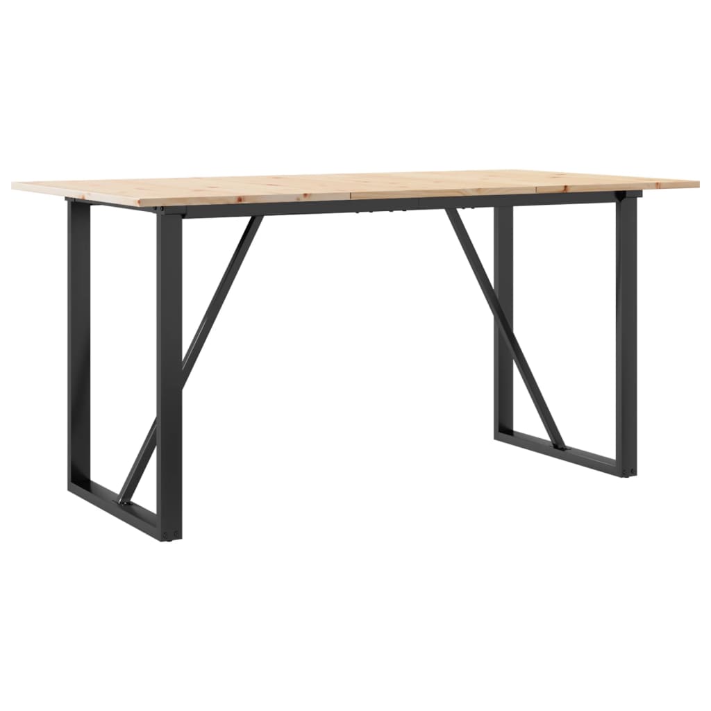 Tavolo da Pranzo Telaio a O 160x80x75 cm Legno Pino e Acciaio | homemem39