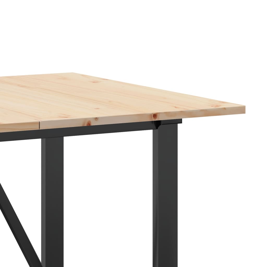 Tavolo da Pranzo Telaio a O 160x80x75 cm Legno Pino e Acciaio | homemem39