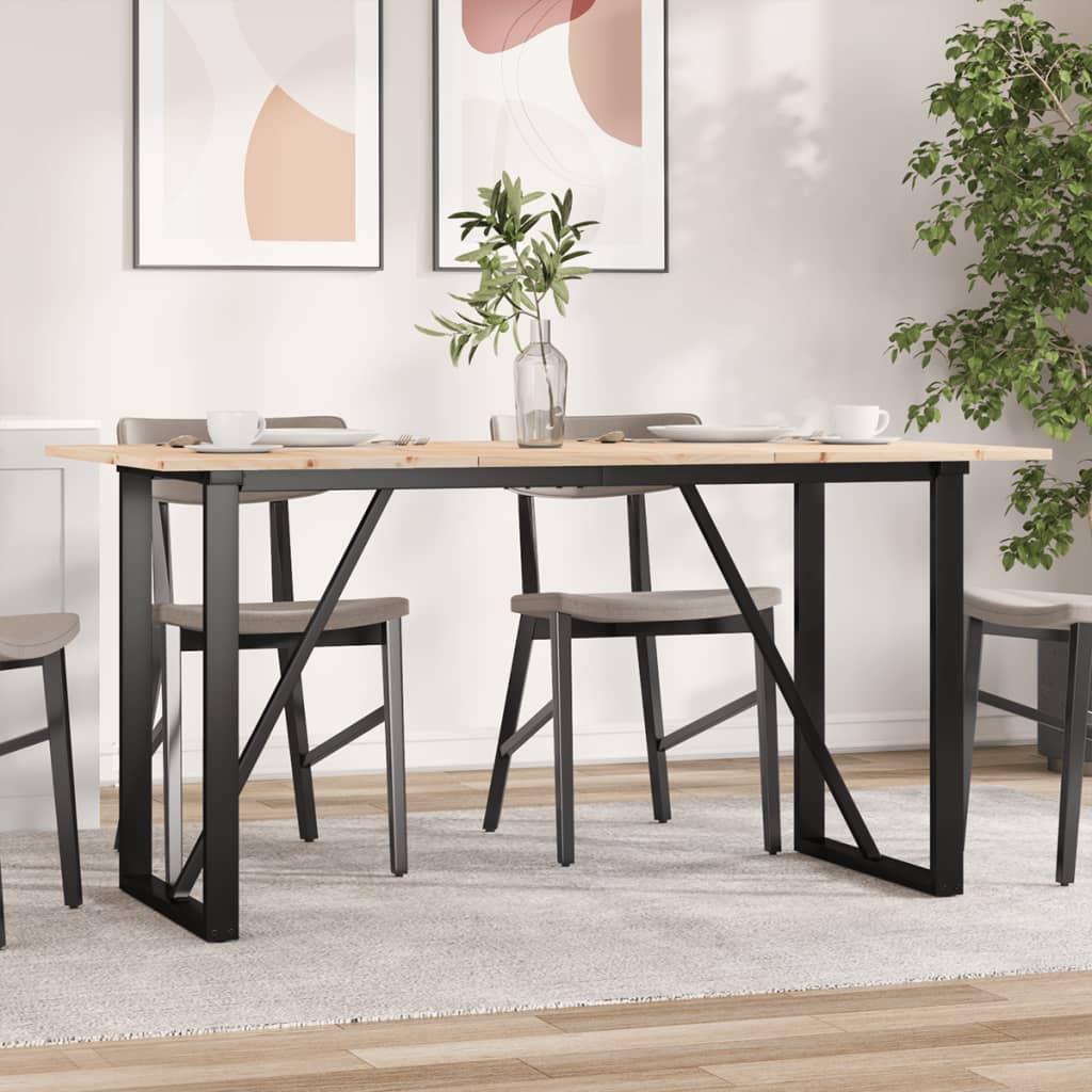 Tavolo da Pranzo Telaio a O 160x80x75 cm Legno Pino e Acciaio | homemem39