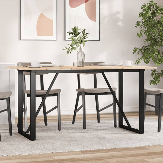 Tavolo da Pranzo Telaio a O 160x80x75 cm Legno Pino e Acciaio | homemem39